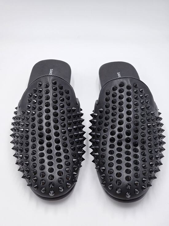Saks Fifth Ave Rudy Studded Slides Mules Men’s 9.5 M Black NEW main image 7